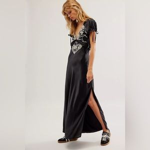 Free people Cooper Satin silk maxi dress